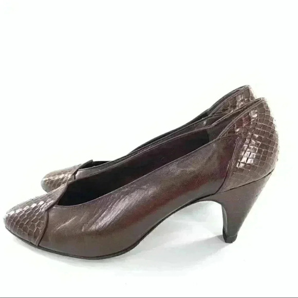 Stuart Weitzman heels 8 brown leather snakeskin pointy vintage 80s 90s pinup - Picture 5 of 12